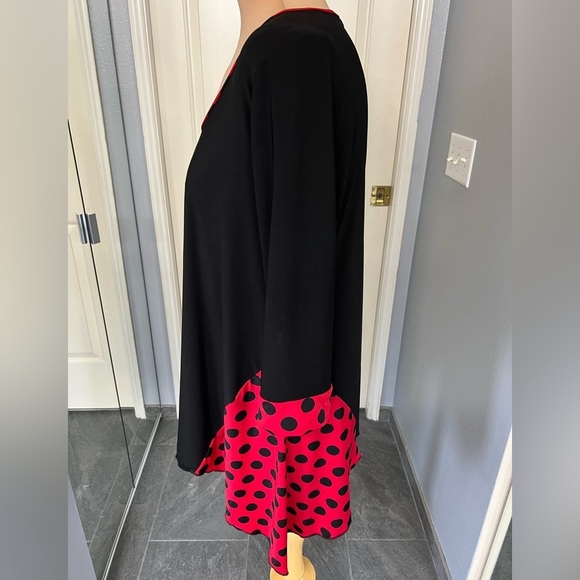 Vtg Sole Dione Studio Black & Red Polka Dot Stretch Tunic Top Minnie Lady Bug - Picture 6 of 8
